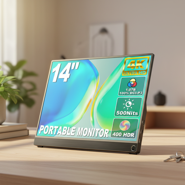 SIBOLAN 14-Inch 4K IPS LED Ultra Slim Portable Monitor USB-C 100% DCI-P3 Dual Screen Triple Laptop Compatibility for Gaming