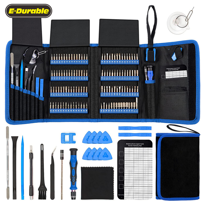 E-durable 140 Pcs Screwdriver with 120 Bits Precision Computer Mobile Phone Electric Fan Device Repair Screwdriver Bit Kit
