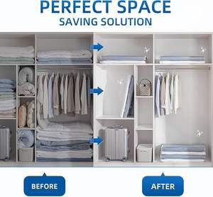 Sacs de rangement sous vide avec pompe manuelle pour les voyages - Matériel PE, design pliable, emballage de compression multifonctionnel pour les couvertures et les vêtements - Product Image 4