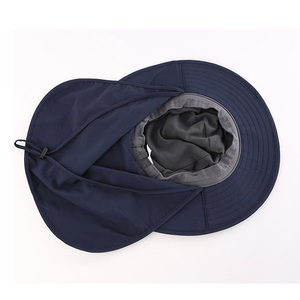 Chapeau de pêche d'été à large bord pour pêcheurs Chapeau de pêche personnalisé pliable en maille pour la plage Casquettes de bassin solaire pour hommes femmes - Product Image 3