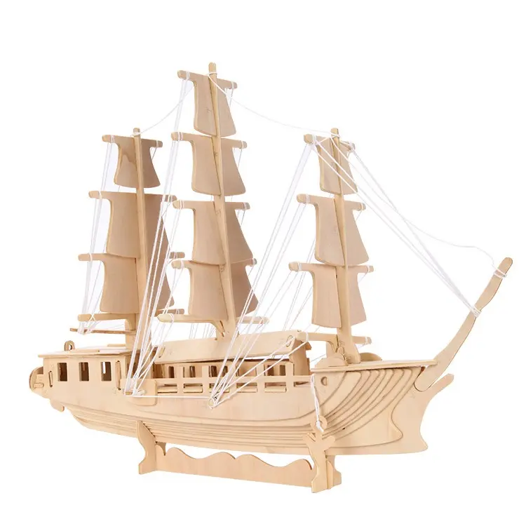 Diy Houten Handgemaakte Bouwstenen 3d Houten Puzzels Schip Houten Schip Model Kit