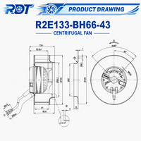 R2E133-BH66-43 AC Santrifüj Blower 230VAC 133mm 28dB Düşük Gürültülü Fan Geriye Eğik İnvertör Kabin Havalandırma Yedeği