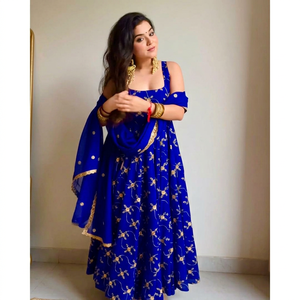 Robe de soirée longue élégante pour femmes, style Anarkali, robe de mariage indienne et pakistanaise, robe à manches longues. - Product Image 1