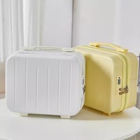 Trousse de Maquillage Portable Rayée en Polyester de 14 Pouces avec Fermeture Éclair, Légère et Durable pour Femmes, Séparation Humide/Sèche, Mignonne, à Suspendre