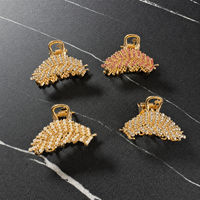 Pince à cheveux en alliage plaqué or avec strass, motif plume et feuille, petite pince latérale pour femme, accessoires capillaires 4,5 cm
