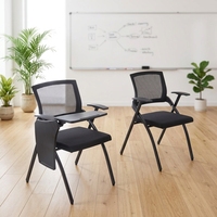 Chaise de conférence en tissu empilable et pliable avec tablette d'écriture pour la maison, le bureau, l'hôpital, usage commercial moderne