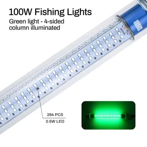 Underwater Fish Light Fast Delivery IP68 Waterproof 100W 150W 200W Green Underwater Fishing Light