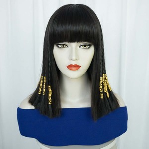 <span class=keywords><strong>Disfraz</strong></span> <span class=keywords><strong>de</strong></span> Halloween para Mujer, Accesorios <span class=keywords><strong>de</strong></span> <span class=keywords><strong>Cleopatra</strong></span> Egipcia, Peluca Negra Corta y Lisa, TRAD-011 - Product Image 1