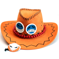 Sombreros de Vaquero de Anime One Piece Luffy y Ace para Cosplay, Sombreros Fedora Grandes para Fiesta de Cumpleaños, Venta al por Mayor para Hombres