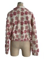 Nouveautés Vestes Sherpa pour femmes Zip up Lady Flower Pattern Automne Hiver Veste polaire chaude Manteau