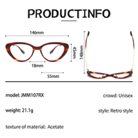 Gafas de acetato ojo de gato para mujer con patillas metálicas, montura de moda tortuga, gafas ópticas