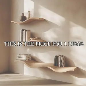 Libreria della metà del secolo galleggiante comodino segreto per la casa artigianato ondulato rustico in legno scaffale ondulato galleggiante - Product Image 5