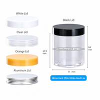 Mini pots cosmétiques vides en plastique transparent, capacité de 20 ml à 300 ml, avec couvercles à vis noirs pour crème pour le visage, crème pour les yeux