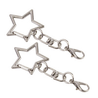 Porte-clés en forme d'étoile argentée avec fermoir mousqueton, connecteur de porte-clés, breloque cœur, pour sac à main, sac bandoulière, chaîne d'extension décorative