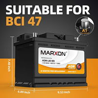 Batterie AGM SENMEI Group 47 12V 60Ah 660CCA, batterie de remplacement automobile pour démarrage et arrêt