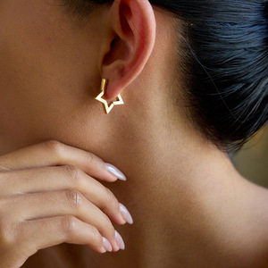 Pendientes de Aro en Forma de Estrella y Corazón, Acero Inoxidable, Chapado en Oro, Joyería Geométrica de Moda para Mujer - Product Image 2