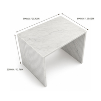 Table d'appoint en marbre de Carrare, table basse rectangulaire moderne, meuble de maison en pierre naturelle, pieds cannelés festonnés pour salon