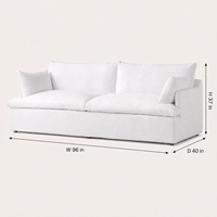 Canapé 2 places moderne et minimaliste en tissu, revêtement texturé en lin, pieds en bois massif, mobilier de salon, bureau à domicile