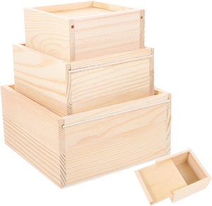 2023 Factory Wholesale Wooden Slide Box Big Pine Wood Gift Box Unfinished Wooden Box With Lid