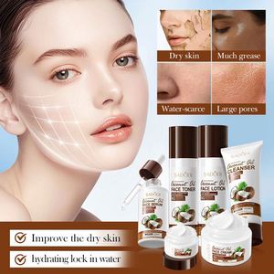 SADOER - Juego de Cuidado de la Piel Vegano con Aceite de Coco al por Mayor, Aceite Hidratante y Nutritivo, Control de Grasa, Blanqueamiento, Iluminador, <span class=keywords><strong>Kit</strong></span> <span class=keywords><strong>Facial</strong></span> para <span class=keywords><strong>Mujer</strong></span> - Product Image 4