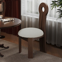 Chaise de salle à manger moderne en tissu velours sherpa avec pieds en bois pour salon, style moderne, vente en gros L051