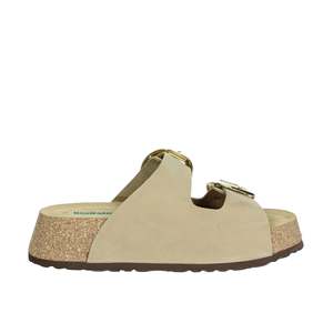 Pantuflas de Plataforma para Mujer Bionatura, Parte Superior de Cuero Beige, Calzado Cómodo - Product Image 4