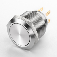 Interrupteur à bouton-poussoir en acier inoxydable 22 mm 5A IP65, à maintien ou momentané, pour poste de commande d'équipement