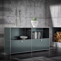 Mueble de TV Modular Moderno de Acero al Carbono, Mueble de Salón con Estantes Ajustables, Ahorro de Espacio, Aparador de Almacenamiento de Metal Resistente