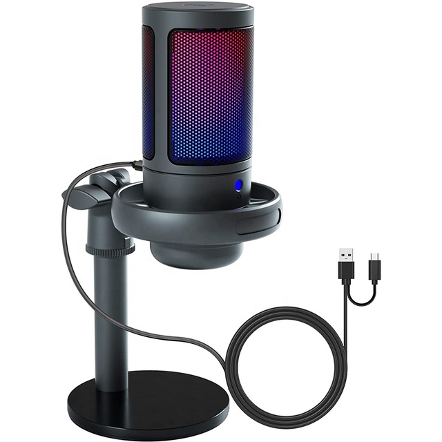 RGB Lighting USB Microphone for PC Laptop Phone PS4 PS5 Gaming Streaming Podcasts Switch & YouTube on Desktop