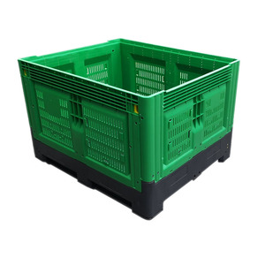 Heavy duty vented fruit and vegetables caisses plastique collapsible plastic pallet box for storage