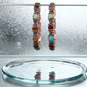 99.99% Tinh Khiết Màu Đỏ Đồng Từ Hình Học Hợp Thời Trang Vòng Đeo Tay Màu Ngọc Lam Đá Quý Viêm Khớp Pain Relief Có Thể Điều Chỉnh Phụ Nữ Người Đàn Ông Cổ Điển - Product Image 3