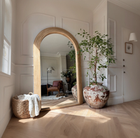 Miroir de dressing sur pied de grande taille en bois massif, forme arquée, pour salon, utilisation décorative murale