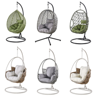 Nouvelle balançoire double moderne en forme d'œuf, pour intérieur et extérieur, jardin, balcon, avec support métallique, élégante, pour un confort optimal.