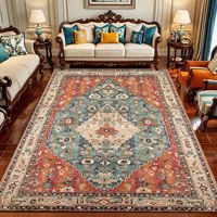 Tapis imprimé style bohème persan pour salon et chambre, résistant aux taches, facile à nettoyer, à poils longs