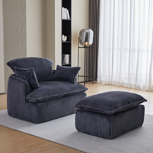 Canapé-lit modulaire moderne à une place, rembourré en tissu, carré, ottoman, durable, villa, appartement, salon - Product Image 2