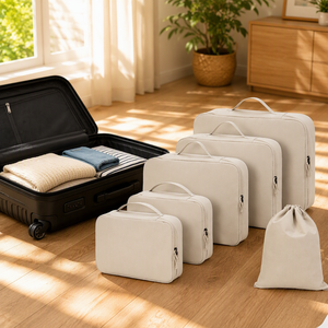 <span class=keywords><strong>ECOHUB</strong></span> Juego de 6 Cubos de Embalaje Ligeros y Transpirables de Poliéster Reciclado con Etiqueta de Identificación y Cierre de Cremallera - Patentado (Beige) - Product Image 2