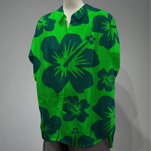 US Size Custom <b>Tropical</b> Floral Printed Aloha <b>Woman</b> Button up <b>Shirt</b> 100% Rayon Oversize Drop Sleeve <b>Woman</b> Vacation Blouse - Product Image 5