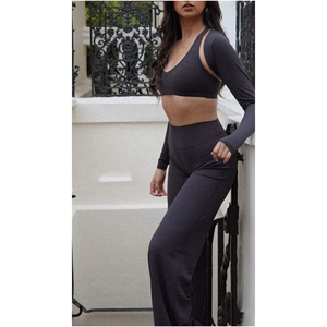 Pantaloni Yoga MCDUII Style Effetto Nudo a Vita Alta Modellanti per Pilates da Donna, Gamba Larga e Dritta, <span class=keywords><strong>Fitness</strong></span>, Lunghezza Intera - Product Image 6