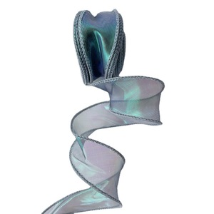 Nastro Iridiscente <span class=keywords><strong>in</strong></span> Chiffon a Coda di Pesce con Motivi Floreali per Decorazioni, Fiocchi, Negozi, Accessori per Abbigliamento, Bordure per Tende, Rotolo Fresco - Product Image 5