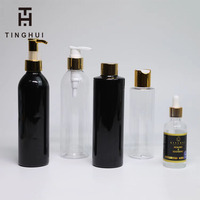 Bouteille en Plastique Blanche Vide 100ml 250ml 300ml 500ml pour Gel Douche, Shampoing, Contenant Cosmétique avec Bouchon Pression Disque Doré Argenté