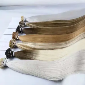Extensões de cabelo humano com ponta K de alta qualidade, cor clara, destaque para queratina, extensões de cabelo remy, cabelo de ponta plana desenhada dupla