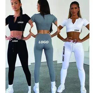 Ücretsiz kargo beyaz Oem Supplex özel özel etiket seksi spor salonu Yoga Fitness giysileri kadınlar için Dropshipping