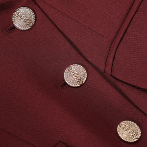 Women's Burgundy Blazer Slim Fit Solid Color Professional Workwear Top Spring Autumn Style - Product Image 4