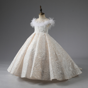 Không tay bóng áo choàng trẻ em 6 năm + trẻ em cửa hàng phong cách ăn mặc in vải tuyn lưới Sequins lông hoa ruffles ODM - Product Image 3