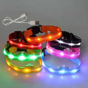 Led Lamp Beads Luminous Collar Flash Dog Harness Usb Charging Neck Rope Night Safety Dog Walking Ring Pet Supplies