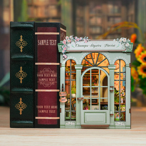 Modèle de maison miniature Champs-lyses DIY à l'échelle 1:18, porte-livres en bois, ornement, cadeau pour la décoration de la maison - Product Image 3