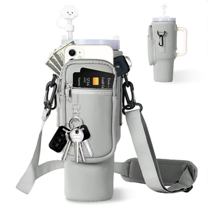 Housse de tasse 40oz en matériau de plongée avec poignée, sangle d'épaule réglable, isolée, pour tasse à eau et bouilloire - Product Image 6