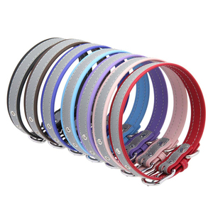 Kalung Anjing Modern Sederhana Solid Reflektif dengan D-Ring, Kulit PU Lembut, untuk Anjing Kecil, Sedang, dan Besar, Anti-Tersedak, Nyaman - Product Image 2