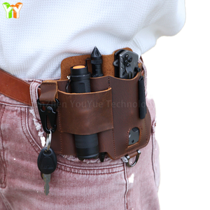 Étui à outils EDC en cuir de vachette véritable pour <span class=keywords><strong>homme</strong></span>, étui de <span class=keywords><strong>ceinture</strong></span>, étui de poche pour lampe de poche couteau OEM/ODM pris en charge - Product Image 1