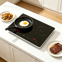 Conception de style européen fonction facile portable 3000W table 2 brûleurs plaques à induction cuisinière à induction